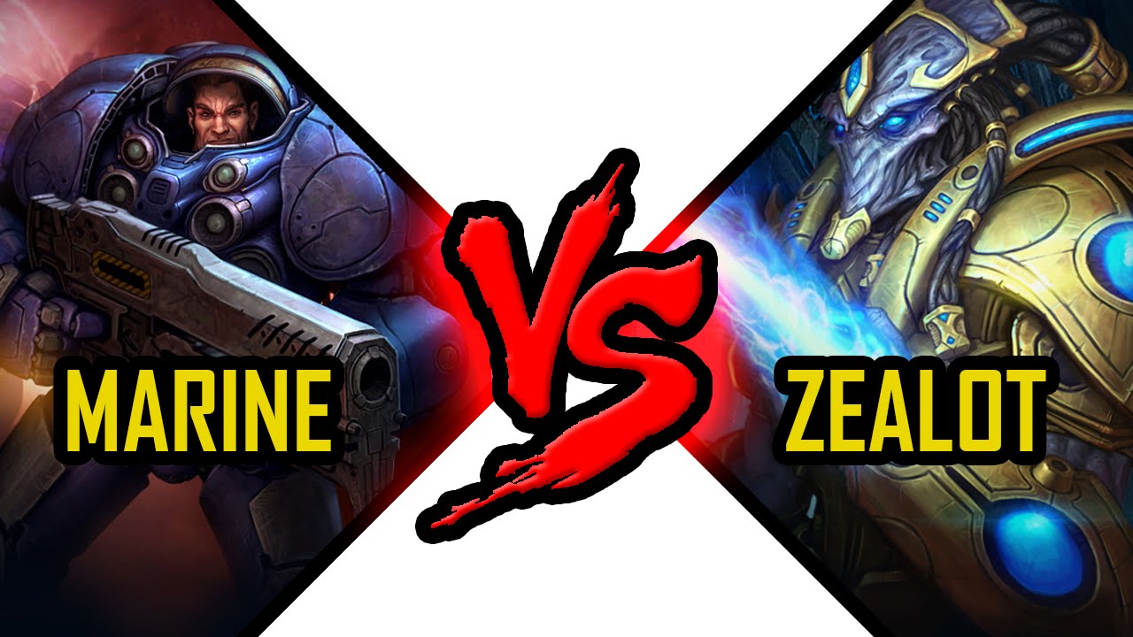 Marine vs Zealot Starcraft 2 unit Battle Terran vs Protoss kombat