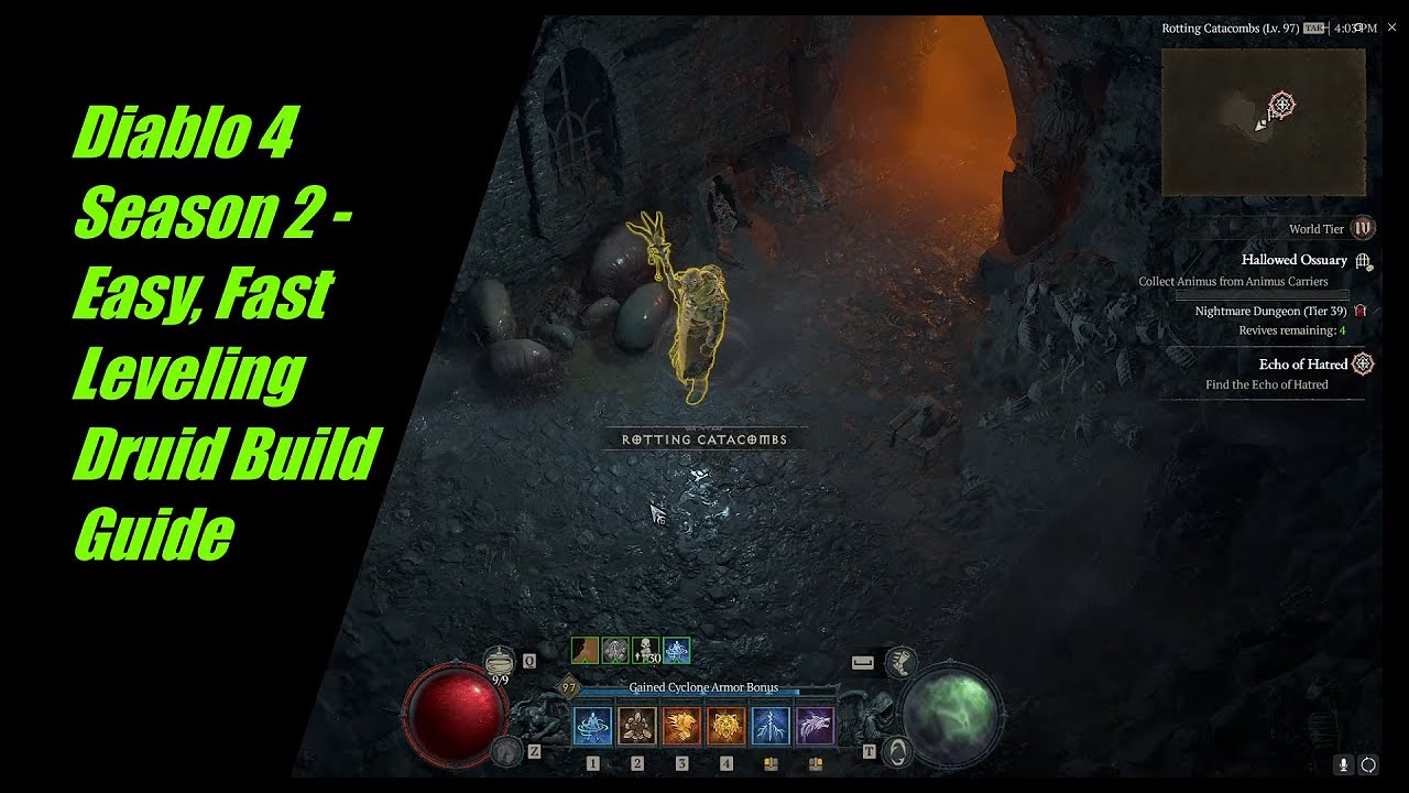Easy FAST Leveling NO UNIQUES Druid Build - Level 1 to 60 - Diablo 4 - Season 2 - Patch 1.2.0d