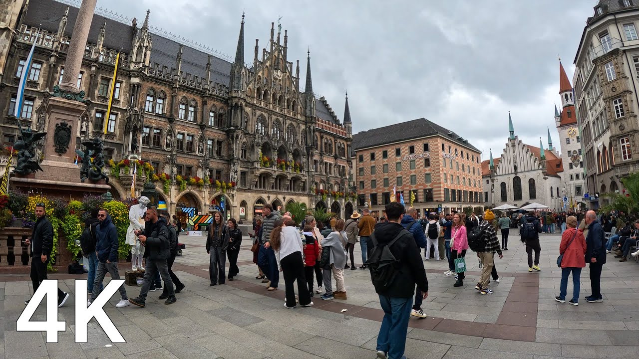 Munich, Germany, City Center Walk | Relaxing Ambience & Beautiful Architecture | 4K