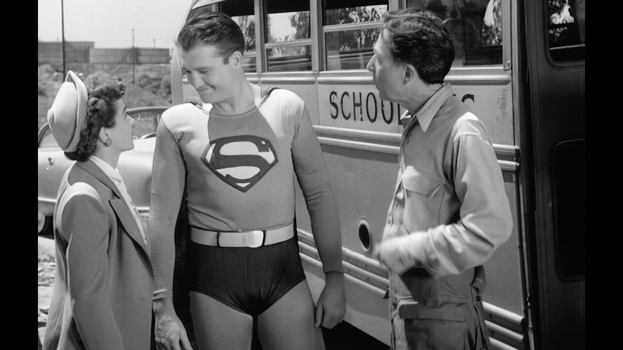 George Reeves' Superman Saves School Bus (The Mind Machine) - Ai-Remastered 1440p - Superboy: Beyond