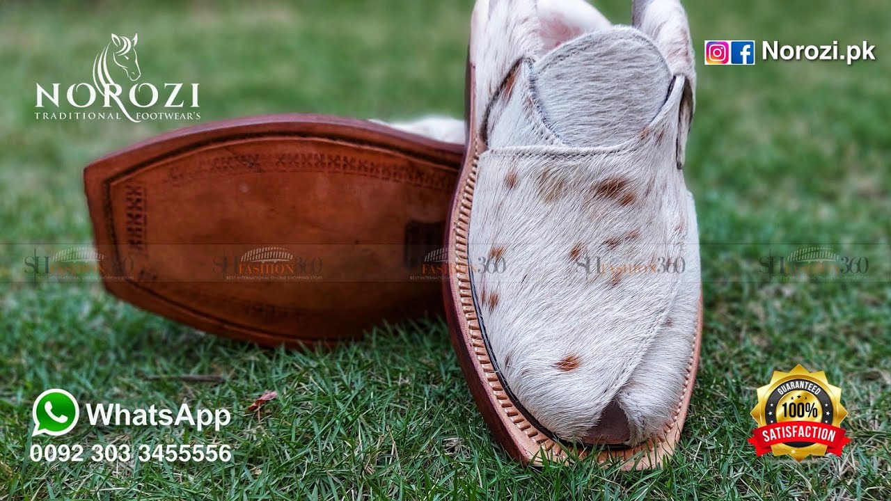 Norozi Chappal with Natural Hairon Leather Cowhide | Peshawari Chappal Cowhide Hairon Leather