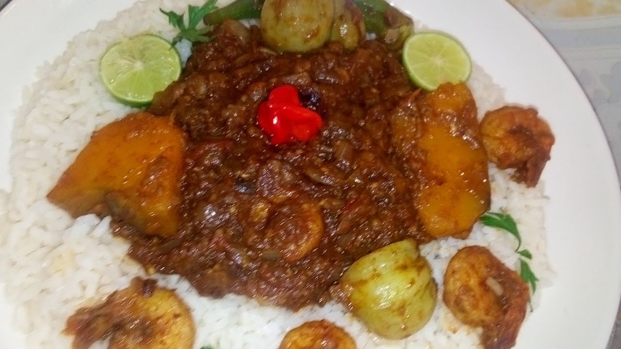 Sauce magangni / Sauce aubergine / cuisine guinéenne / Crevette