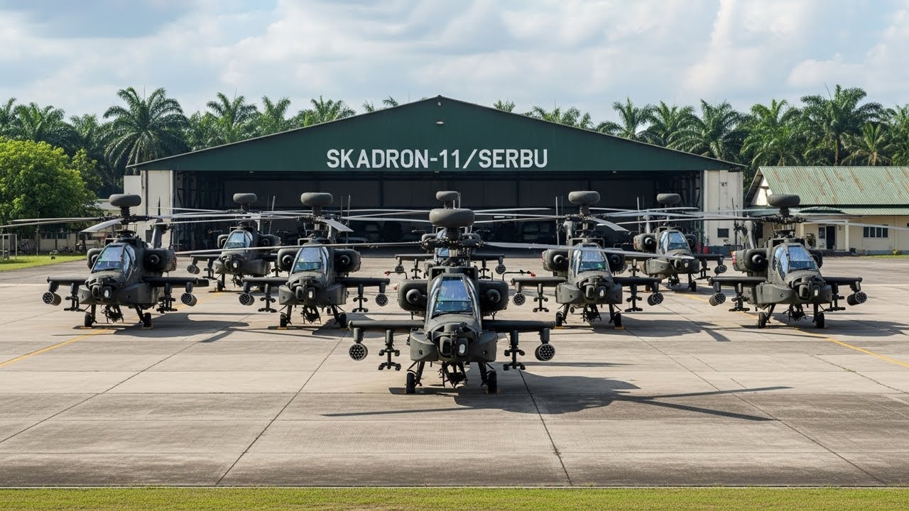 Puluhan AH-64 Apache Dan Helikopter Tempur lainnya di Landasan Udara Indonesia
