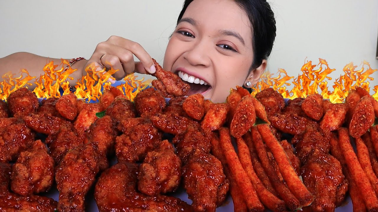 MUKBANG RICHEESE FIRE WINGS LEVEL 5 PAKAI LATIAO
