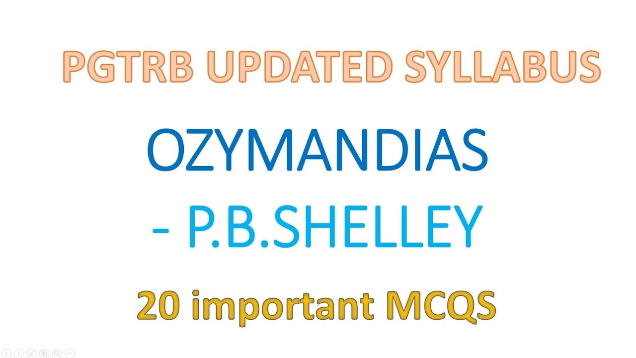 OZYMANDIAS - 20 IMPORTANT MCQS #pgtrb #pgtrbenglish #ugtrb #trb