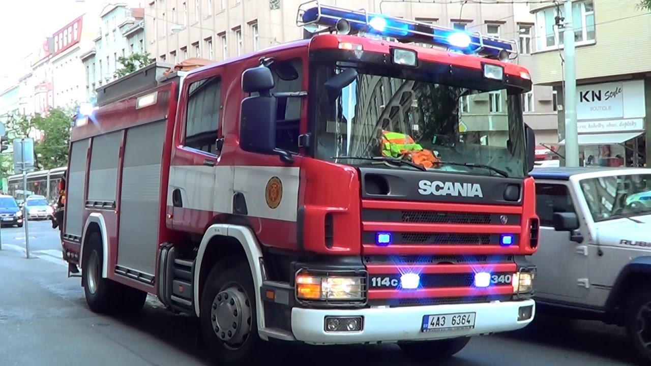 Prague emergency services on scene of MVA (tram vs. police motorcycle) [CZ | 11.8.2016]
