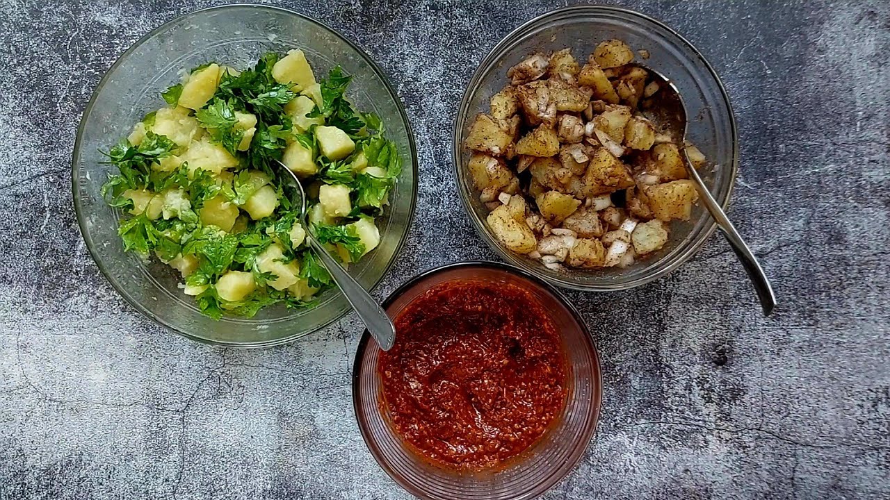 3 appetizers in one video #veganfood #healthyeating #lebaneserecipe |طريقة عمل المحمرة وسلطات بطاطا