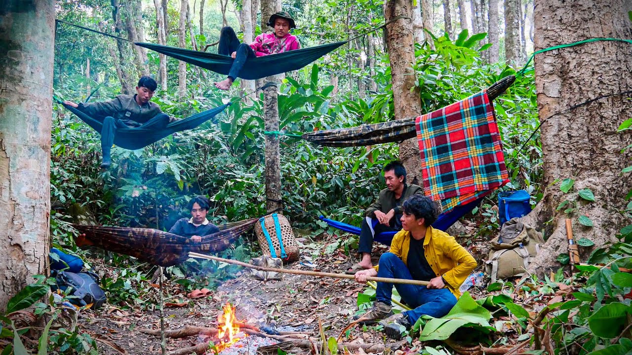 ครึ่งวันครึ่งคืนในป่า5คน หาอาหารป่ากิน เดินออกป่ากลางดึก ต้นไม้สูงเยอะมาก [วรวิช]