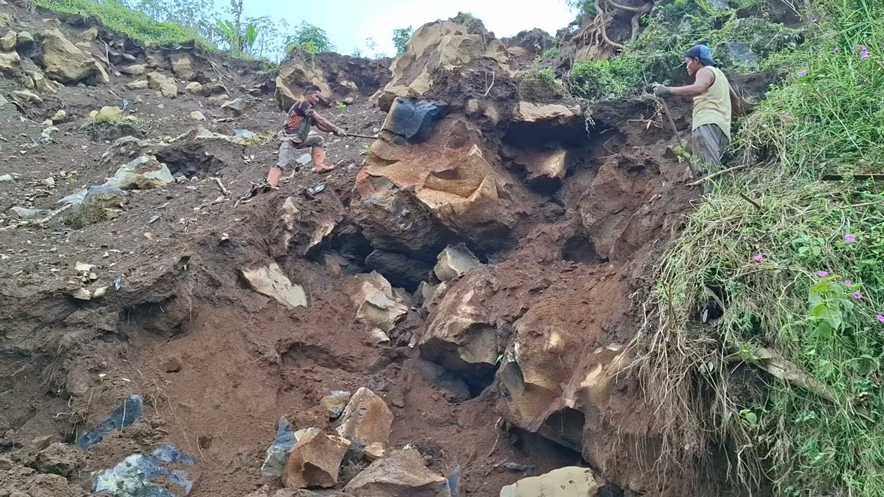 drop a large cracked rock