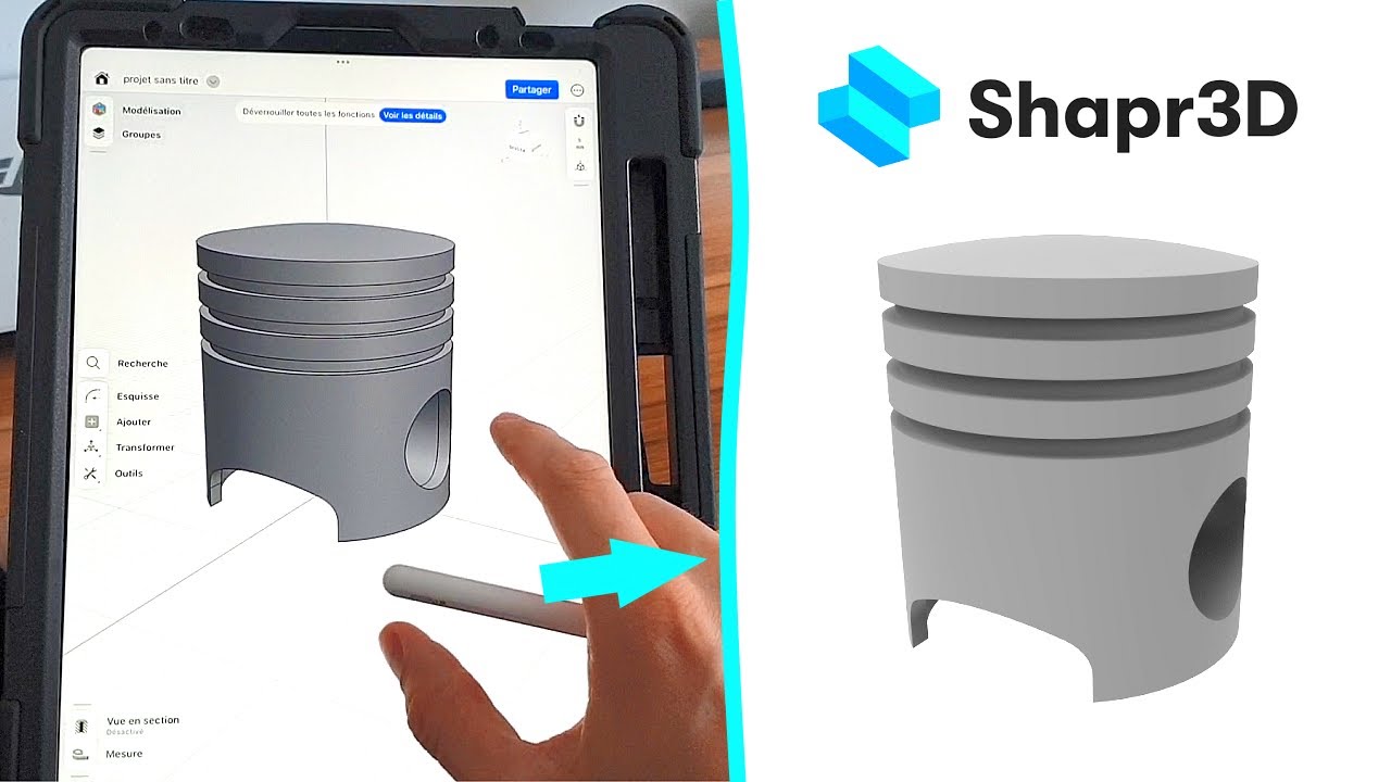 Shapr3D - Modélisation 3D d'un piston