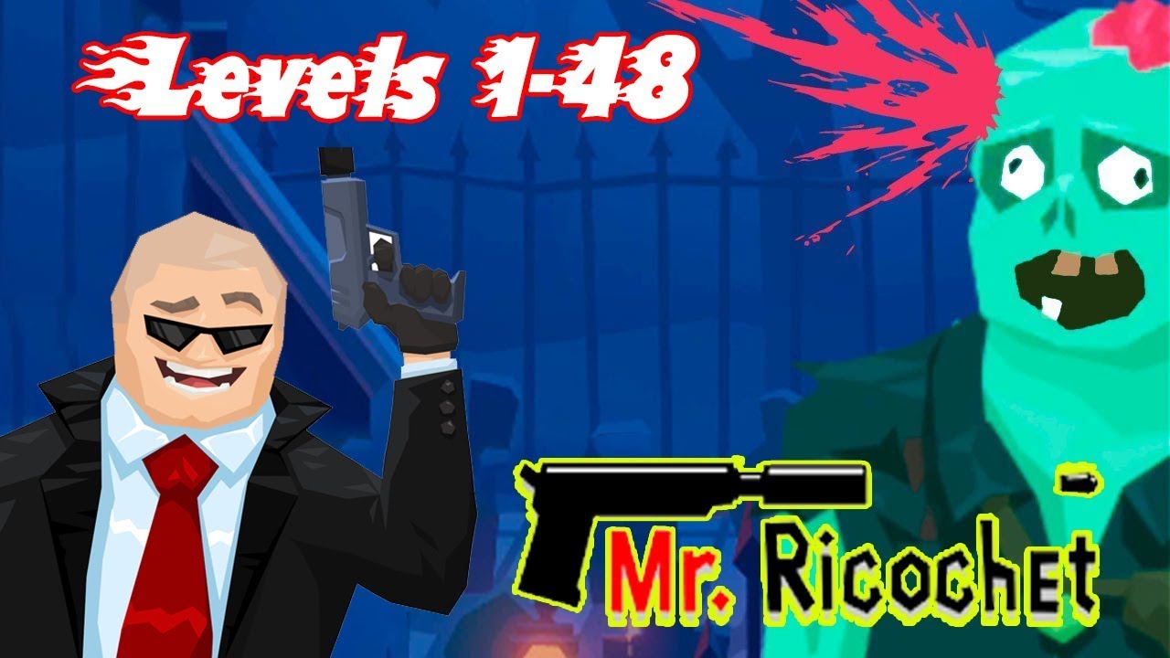 Mr Ricochet Puzzle Gameplay All Levels 1-48 Chapter 1, 2, 3