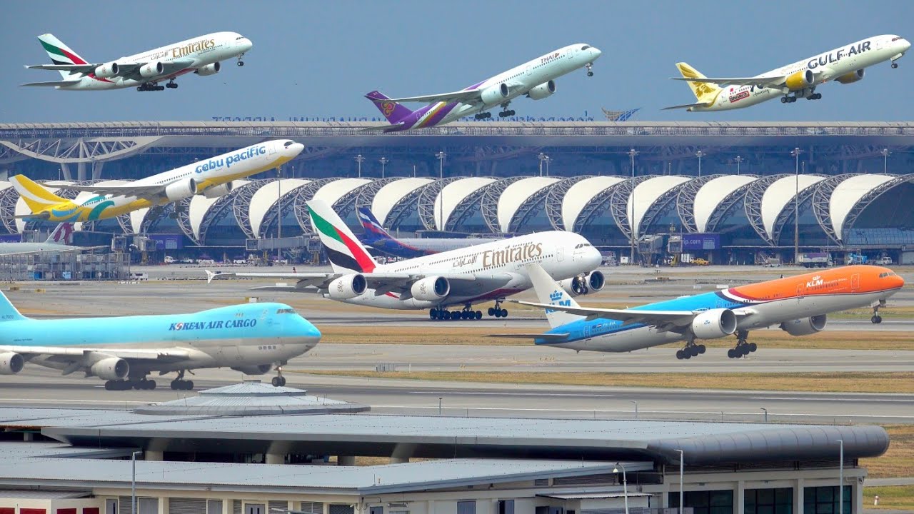 ✈️ 80 CLOSE UP TAKEOFFS & LANDING in 60 MINS 🇹🇭 BANGKOK Suvarnabhumi Airport Plane Spotting [BKK]