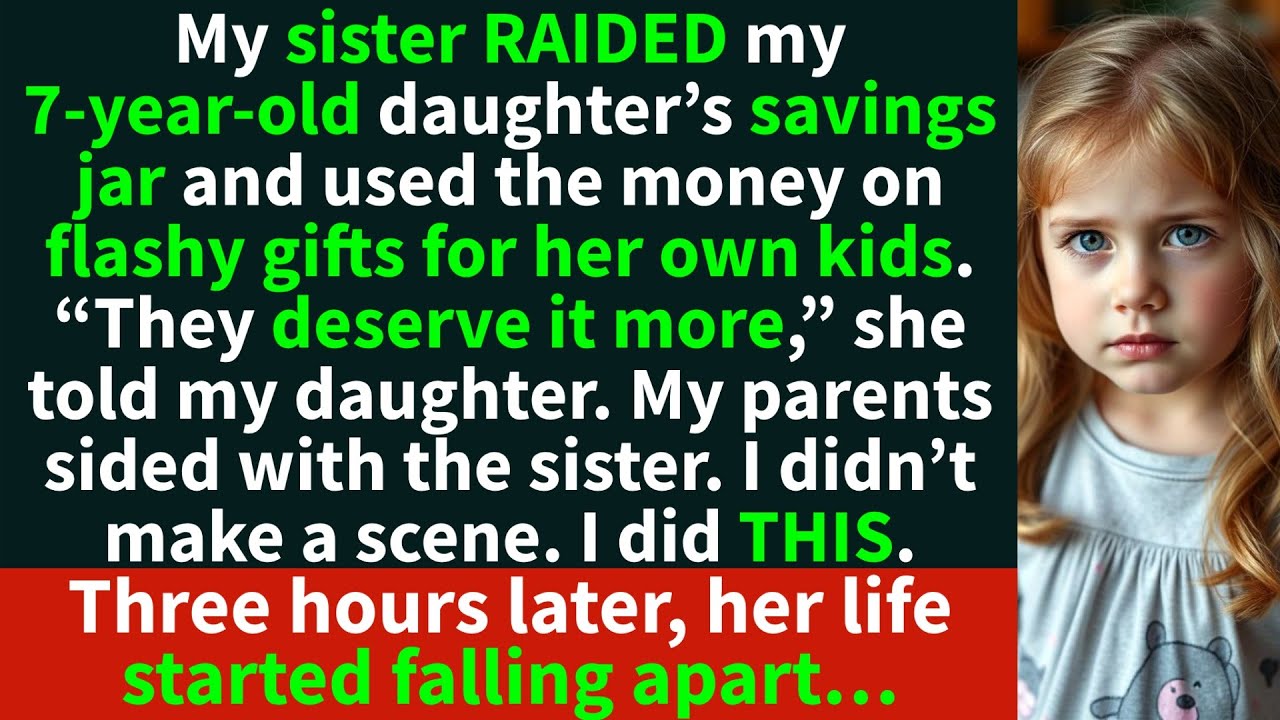 My sister RAIDED my 7-year-old daughter’s savings jar and used the money on gifts for her own kids…
