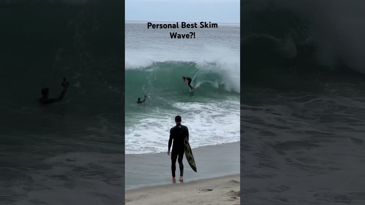 Wave of My Life from Hurricane Hilary!  #hurricane #hilary #skimboarding #shorts