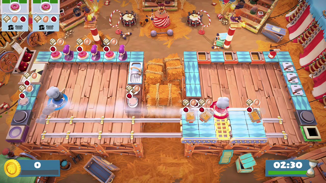 Overcooked 2 - Carnival of Chaos level 2-1 - 4 Stars - 2 Player co-op