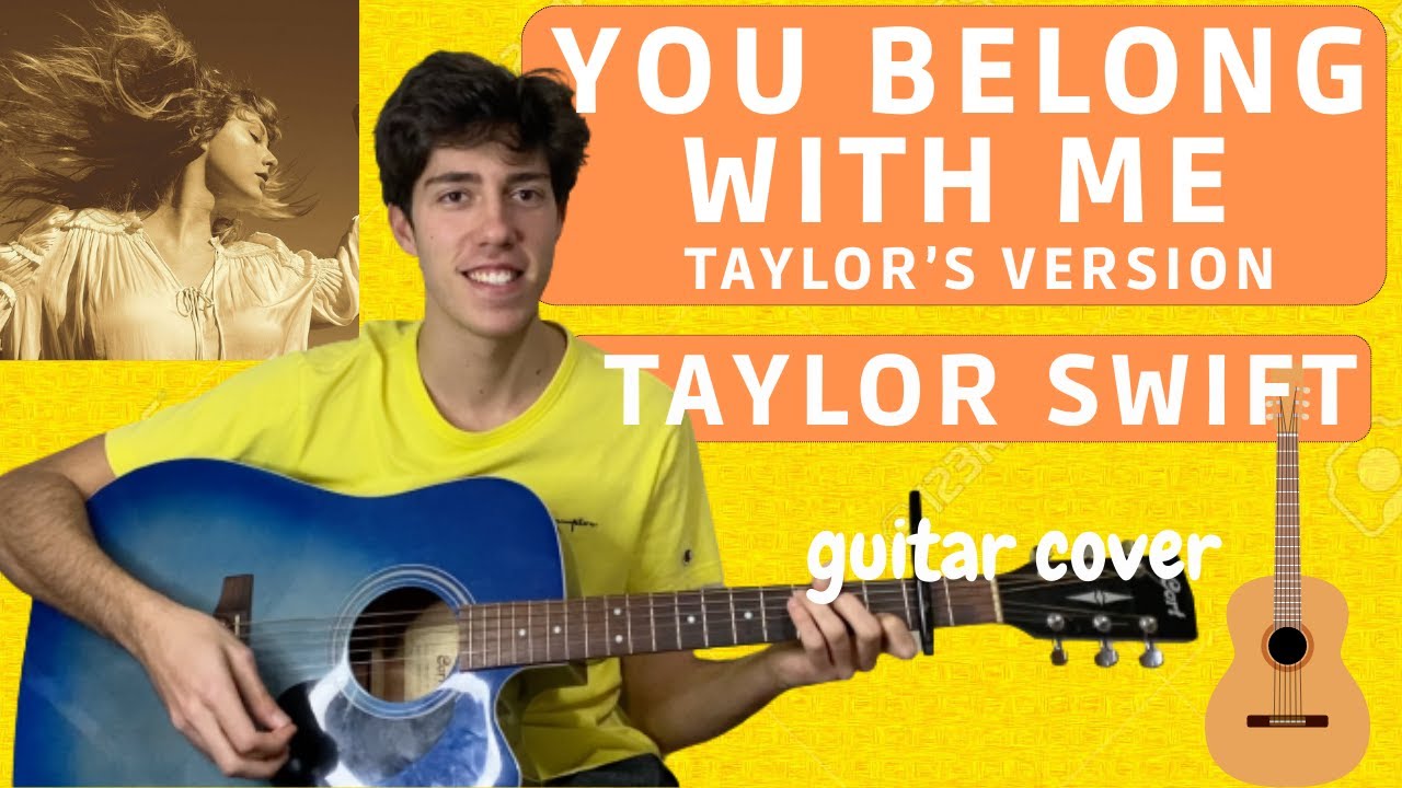Taylor Swift - You Belong With Me (TV) (EASY guitar cover with tabs|chords on screen) 🎸🎶💛