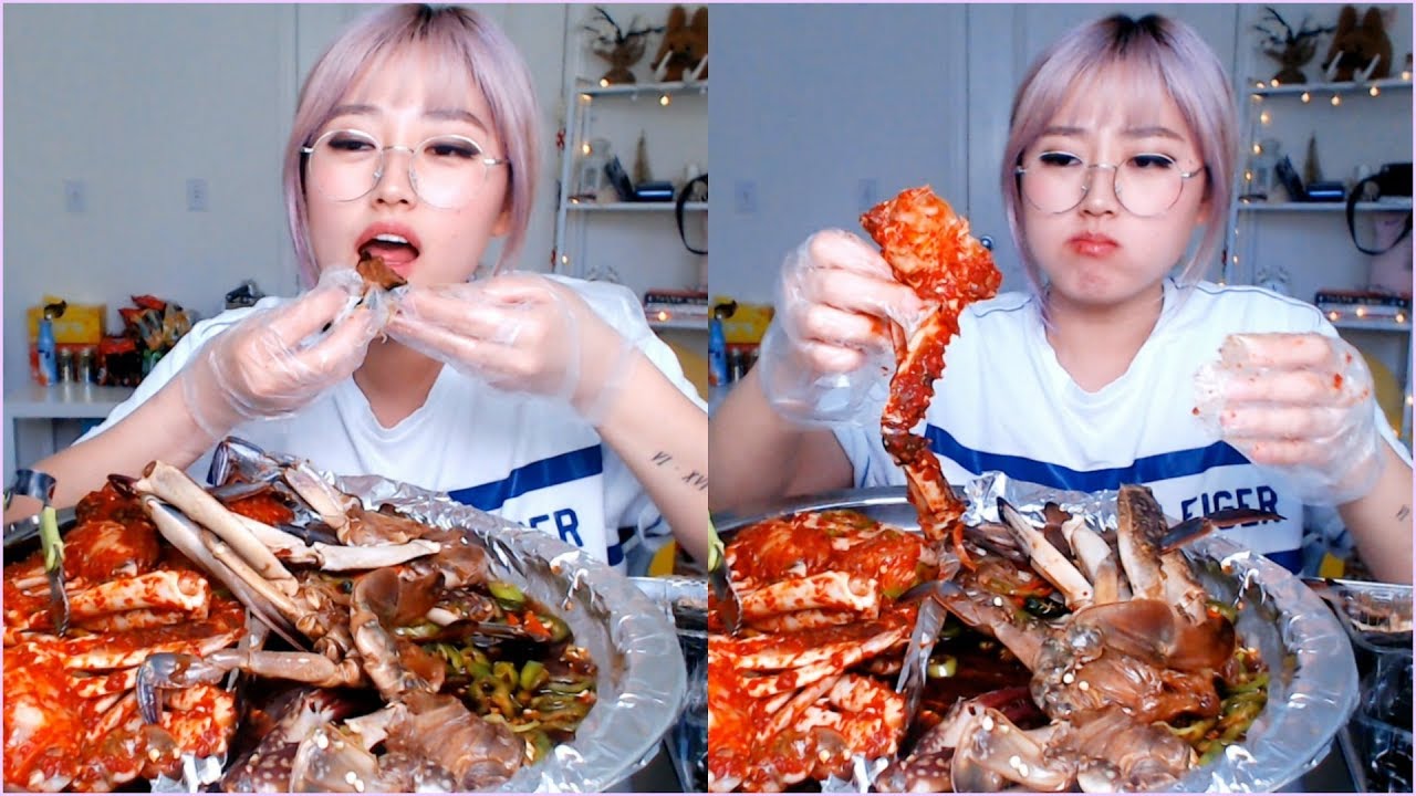Spicy&Soy Flavor Marinated Blue Crab Mukbang~ | KEEMI★