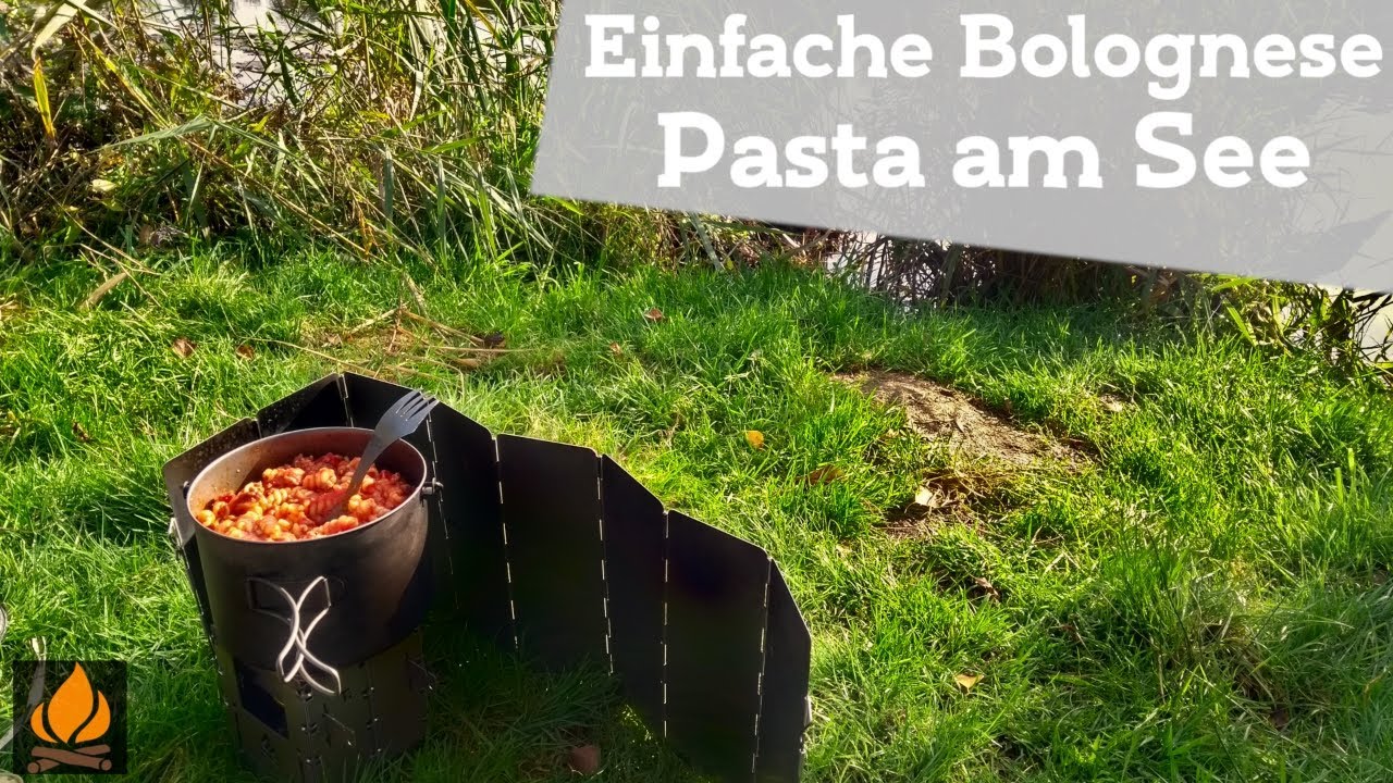 Mit Trangia am See kochen &mdash; Spaghetti Bolognese