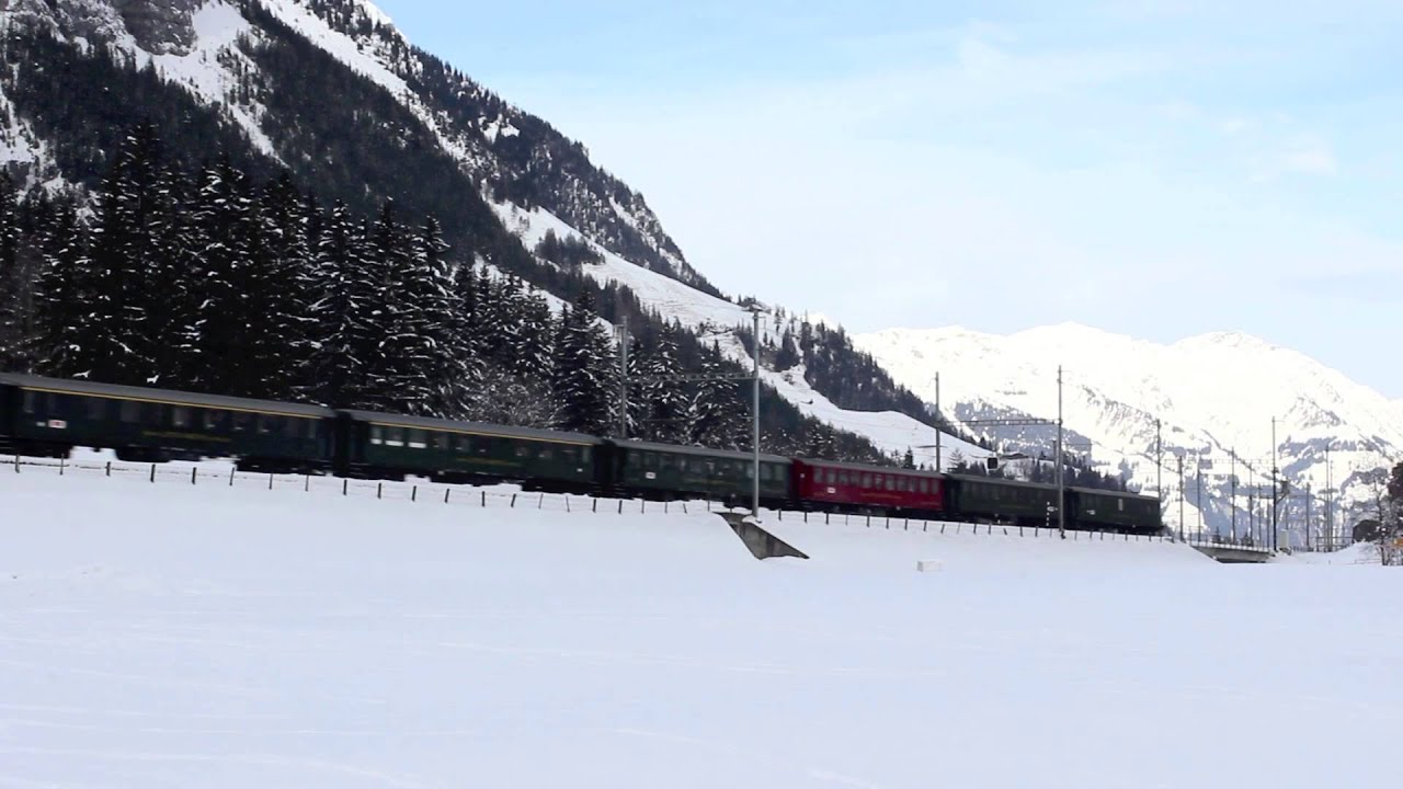 Bahnverkehr am Kandersteg am 20.Januar 2013 mit Ae 6/8 und Re 465 