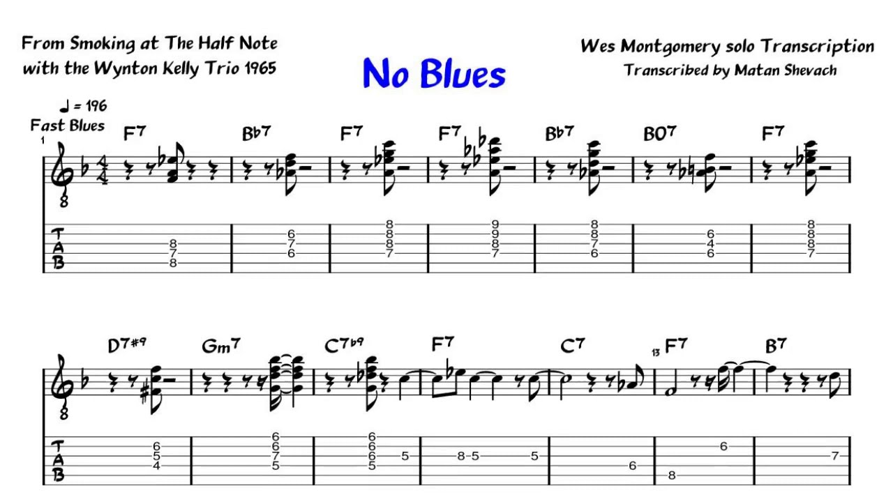 No Blues   Wes Montgomery Solo Transcription