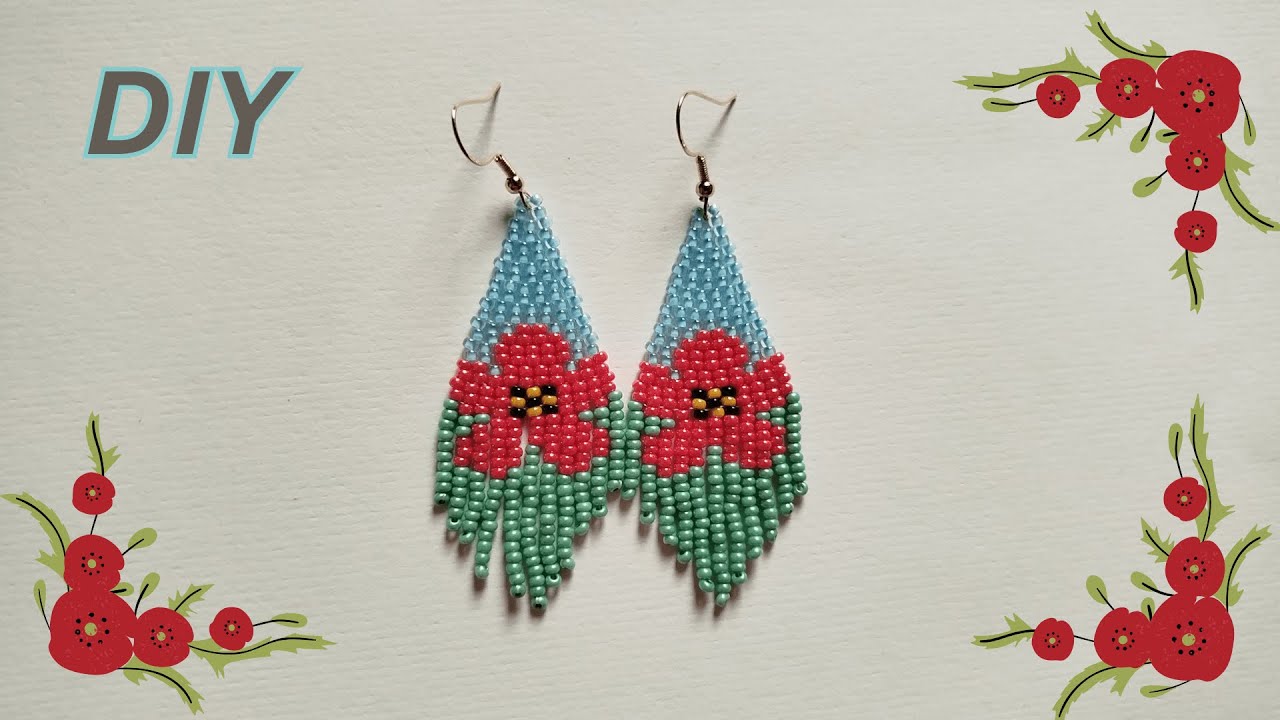 How to make Seed Bead Floral Earrings Tutorial, Beaded fringe earrings making
