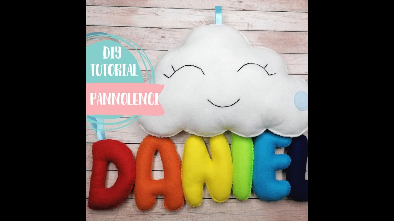 DIY Tutorial Banner nuvola con nome in pannolenci-DIY Felt cloud banner with name Step by Step
