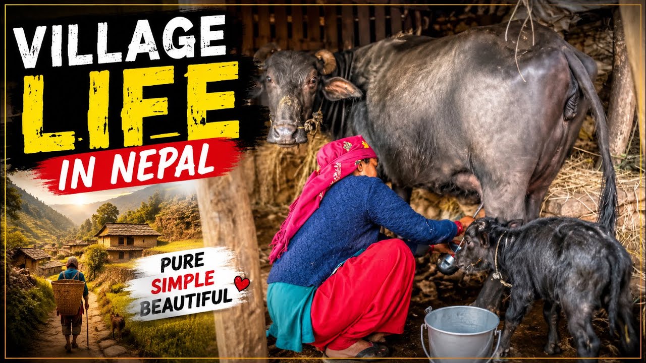 Buffalo milking video // Village life