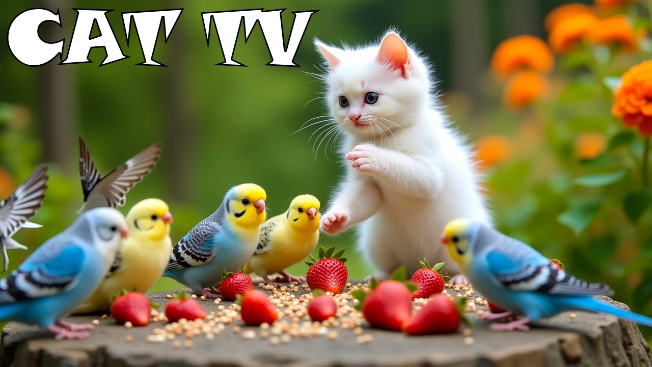(БЕЗ РЕКЛАМЫ) ТВ ДЛЯ КОШЕК, чтобы снять стресс😻 Расслабляющее видео с щебечущими птичками для отд...