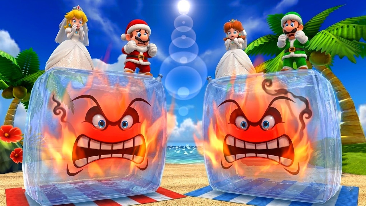 Mario Party Series All 2VS2 Minigames - Peach Wedding & Mario Santa VS Daisy & Luigi (Master)