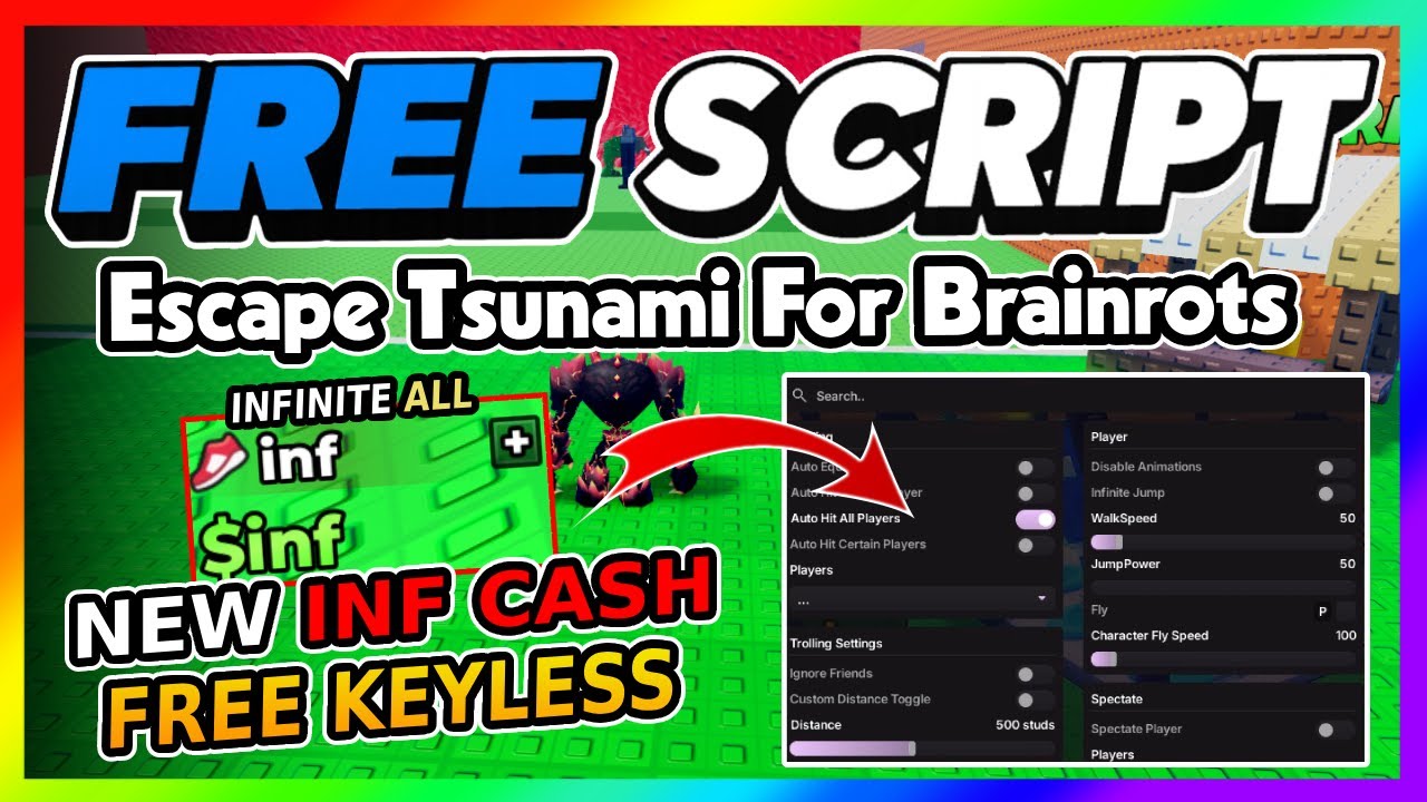 Escape Tsunami For Brainrots Script *NO KEY* - DUPE BRAINROTS, AUTOFARM, INF CASH + More!