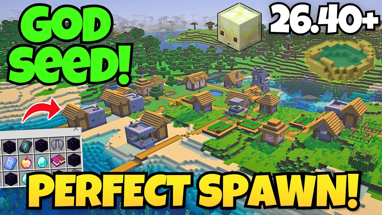 🔥[GOD SEED] for MINECRAFT BEDROCK 26.40 (four blacksmith village)
