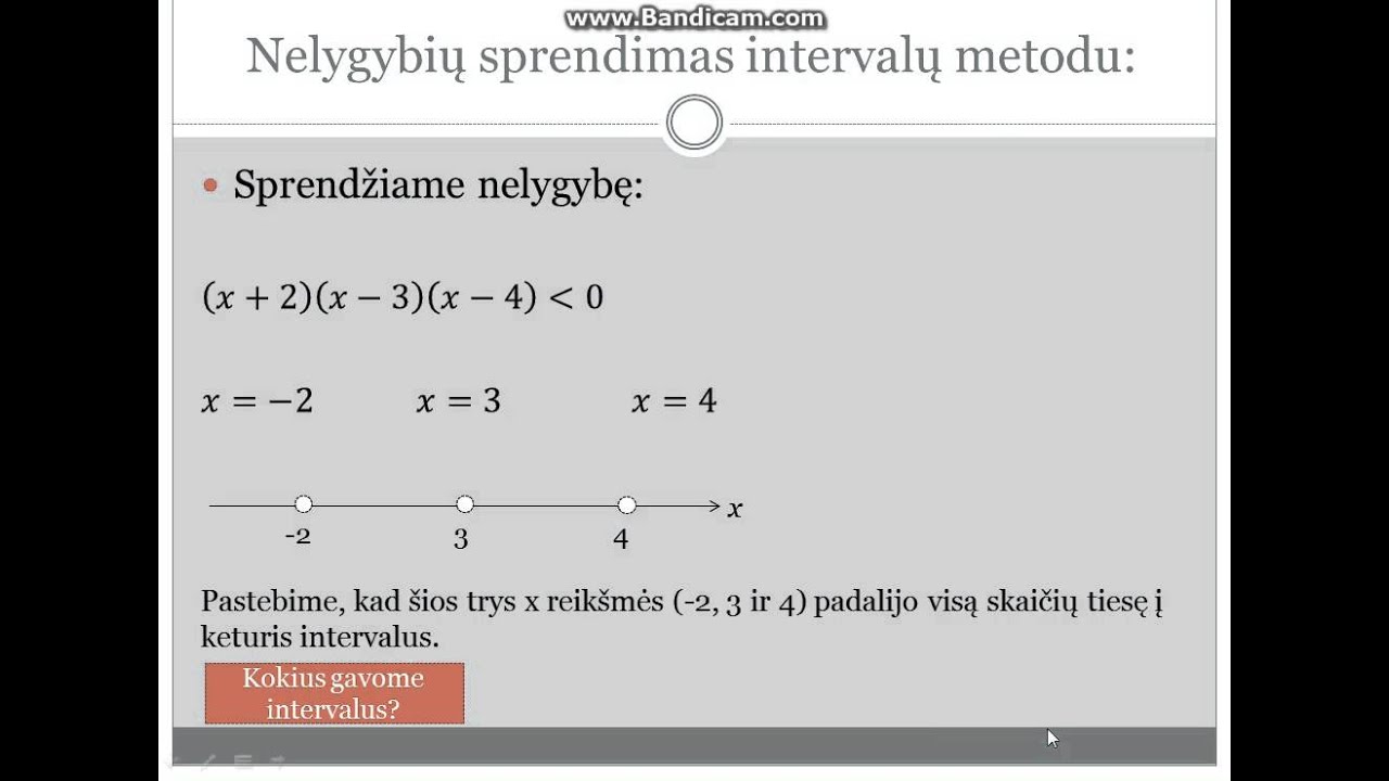 Nelygybių sprendimas intervalų metodu (1 dalis)