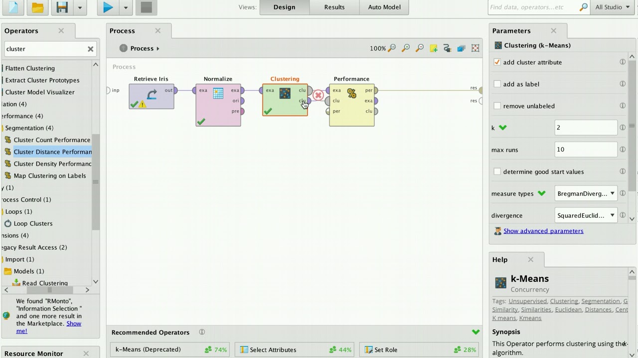Учебное пособие по RapidMiner — Как выполнить простой кластерный анализ с помощью алгоритма k-сре...