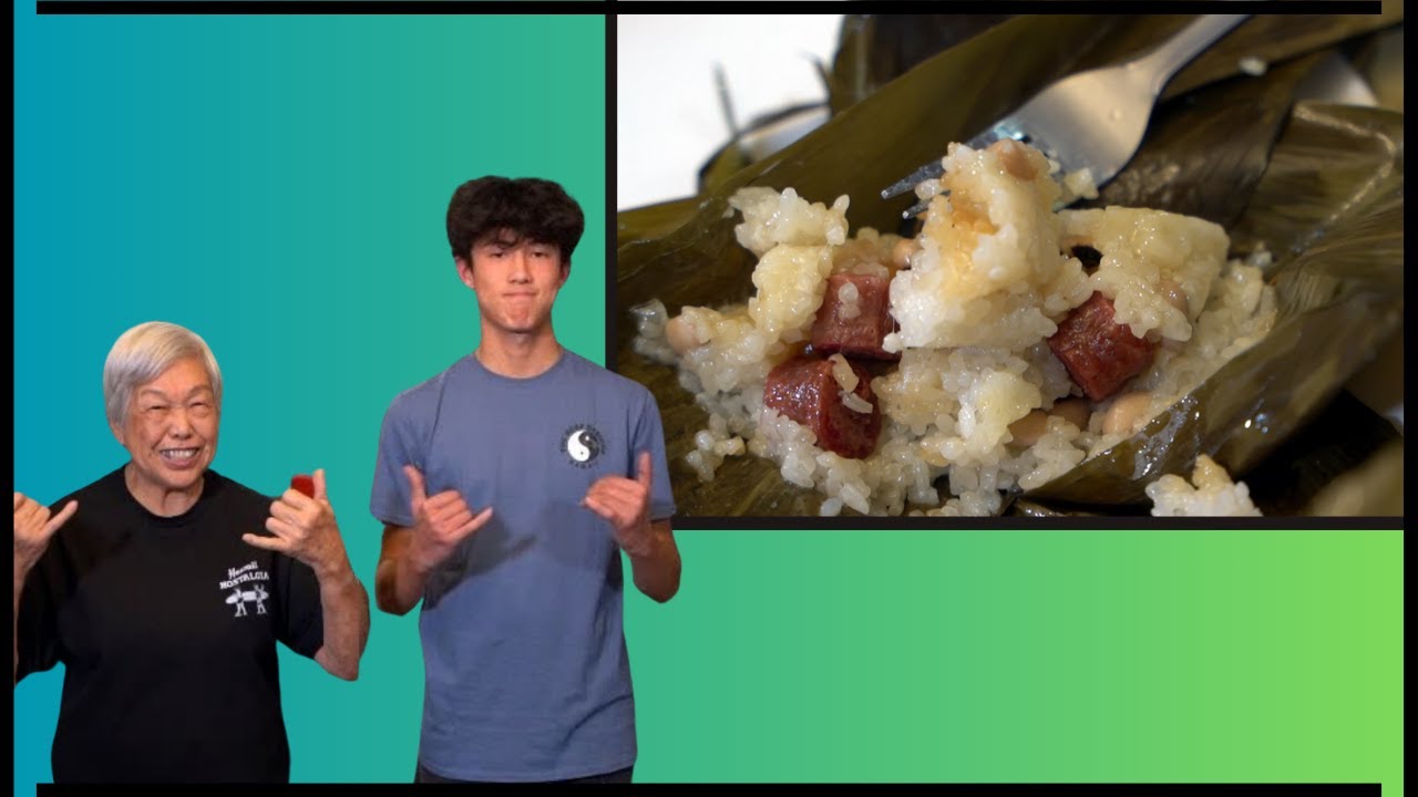 Grandma Shows Grandson How To Make Joong