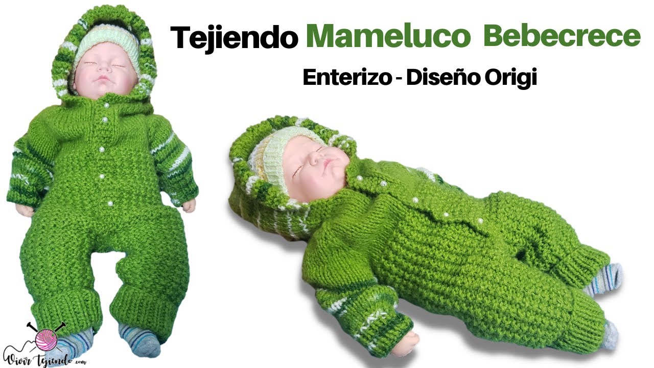 👶 Mameluco Enterizo para Bebé a Dos Agujas ✅ Diseño Original a Palitos   Vivirtejiendo