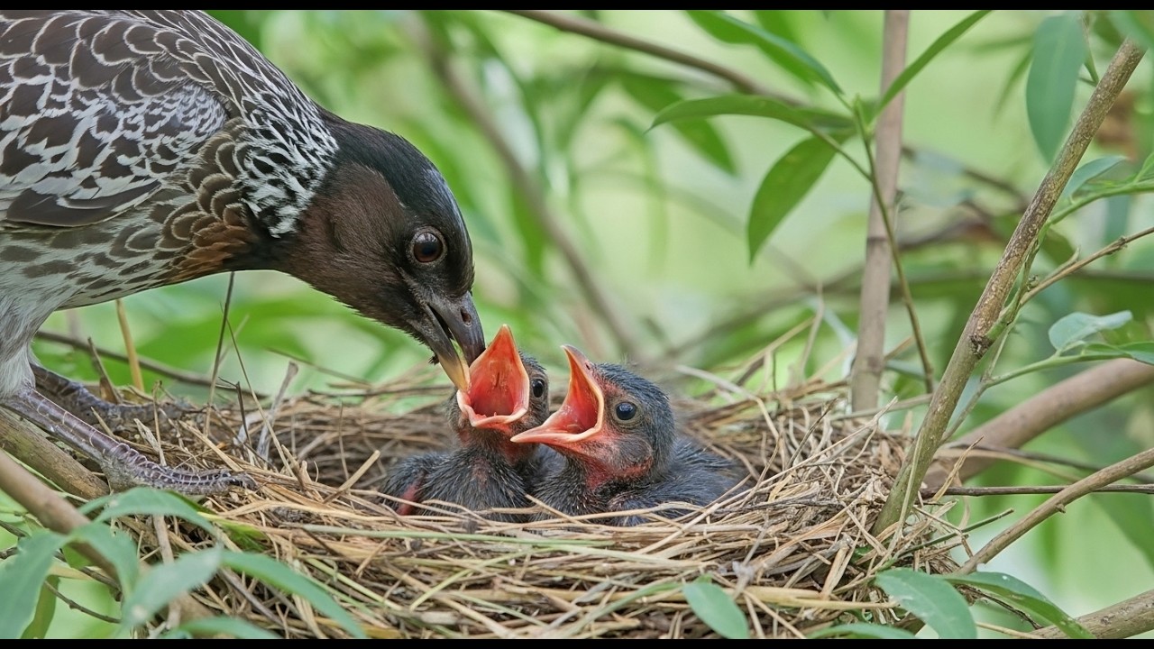 Baby birds in nest - the amazing wildlife moment !!