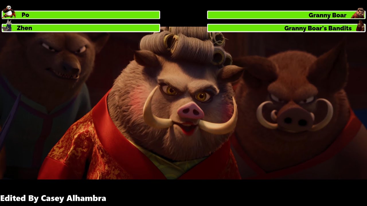 Kung Fu Panda 4 (2024) Tavern Fight with healthbars