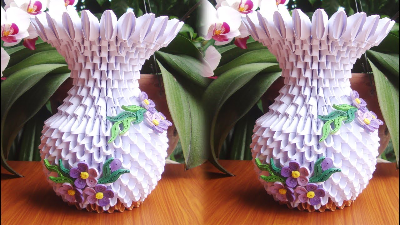 How To Make 3D Origami Flower Vase V9, paper flower vase | cómo hacer florero de origami 3d