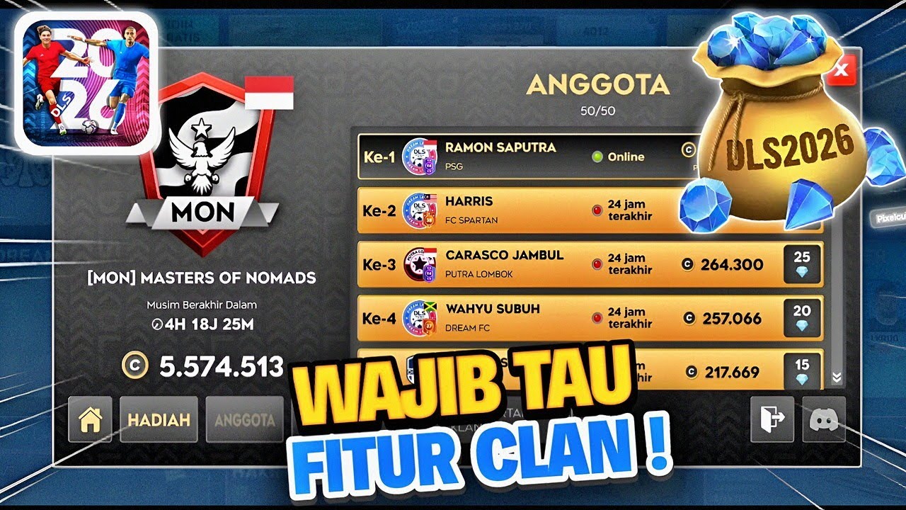 AUTO NUMPUK DIAMOND GRATIS !! Ternyata Inilah pungsi sebenarnya Fitur Clan Di update dls2026 terbaru