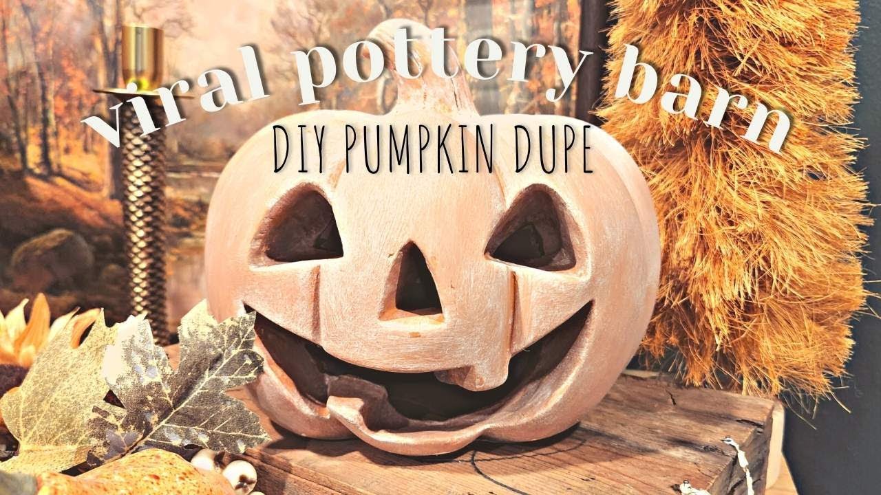 BUDGET DIY TERRACOTTA WHITE-WASHED RUSTIC PUMPKIN | DUPE POTTERY BARN VIRAL PUMPKIN FALL 2022