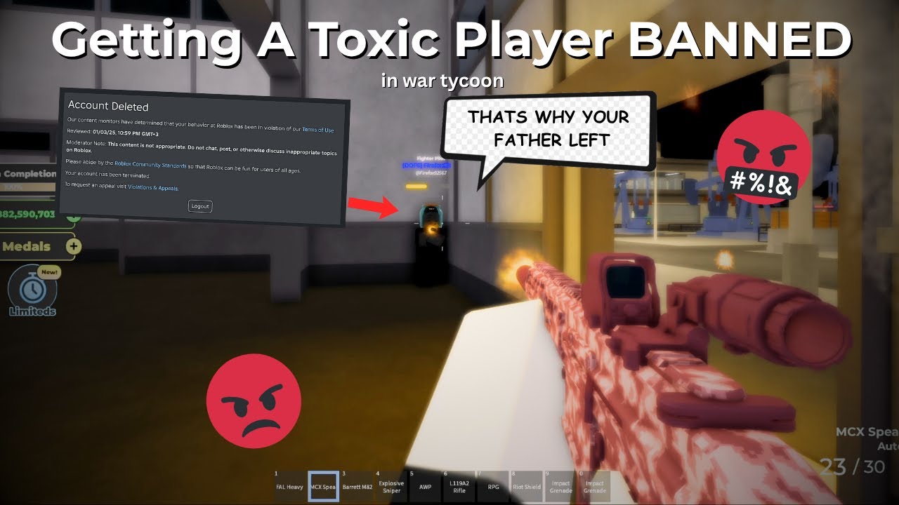Getting A Toxic Player BANNED In War Tycoon