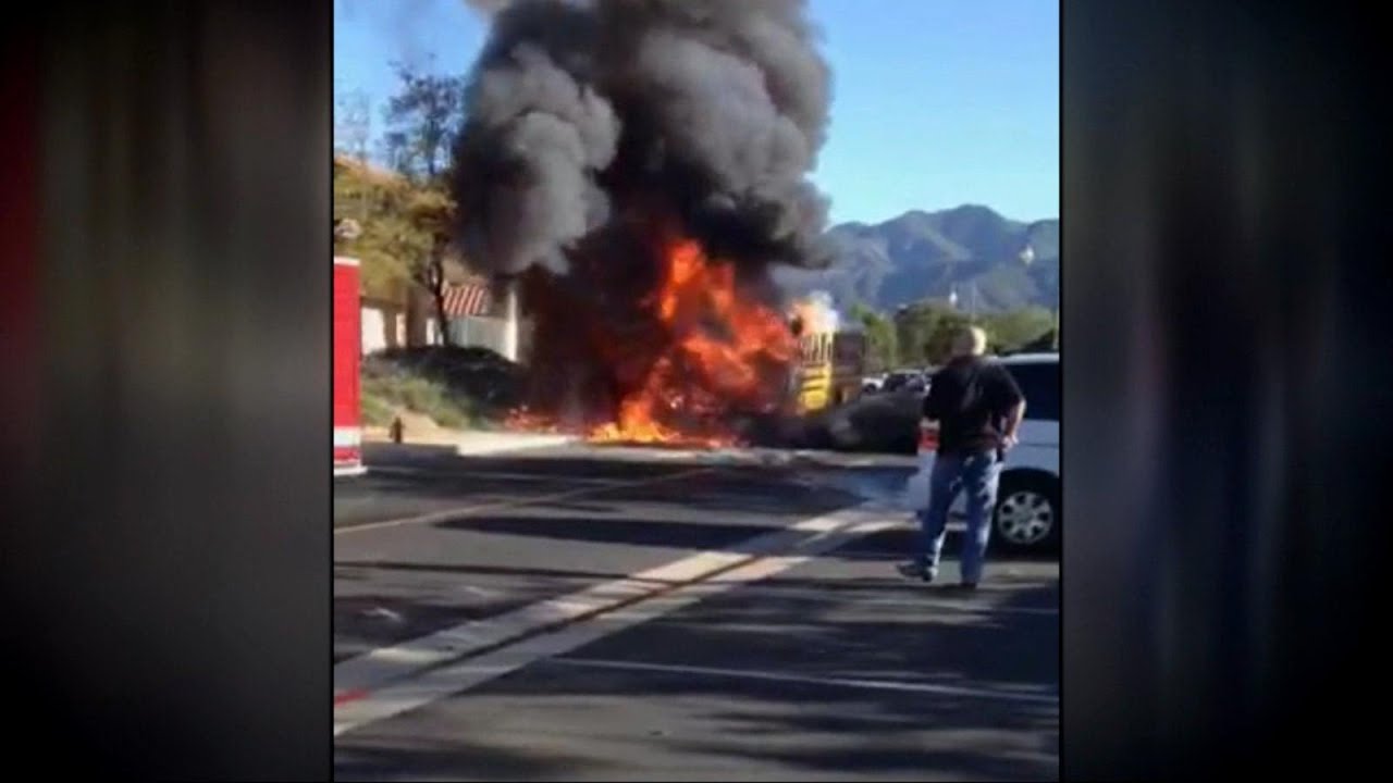 VIDEO: School Bus Engulfed in Flames