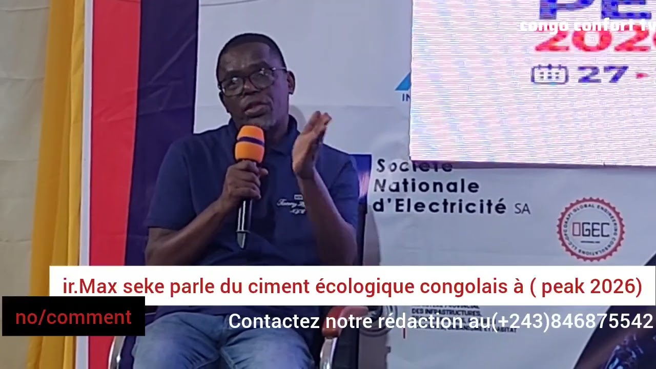peak 2026 à l'Université de Kinshasa, ingénieur Max Seke démontre la composition du ciment vert .