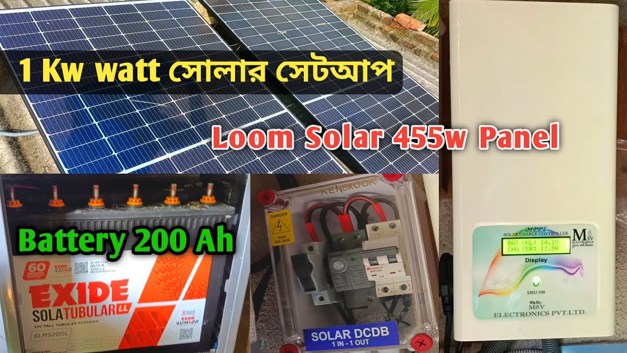1 Kw SOLAR SETUP | 1kw solar panel output per day | Loom 455 watt Solar Panel | Techstar Dip