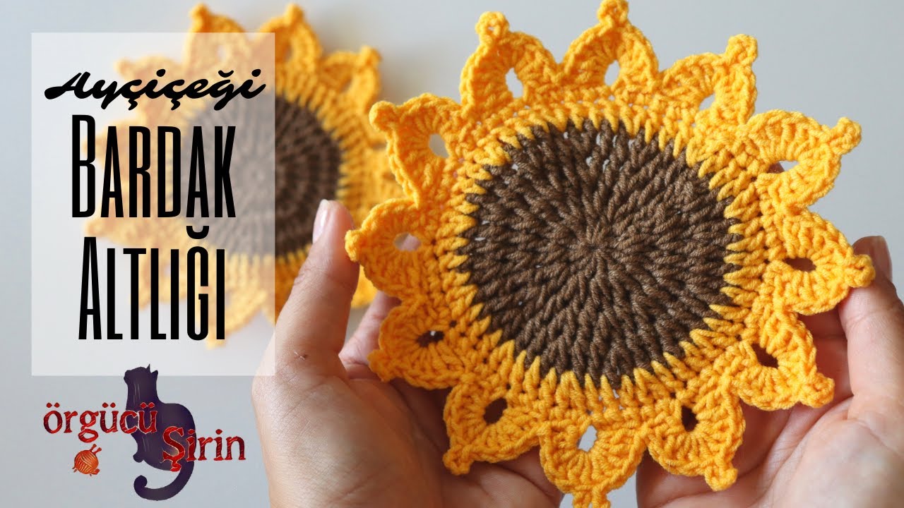 Tığ İşi Ay Çiçeği Bardak Altlığı
