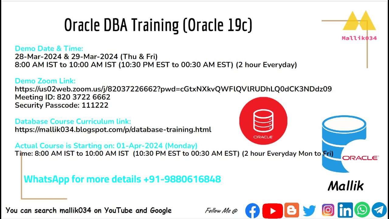 Oracle DBA Course - DBA-Batch-28-Mar-2024