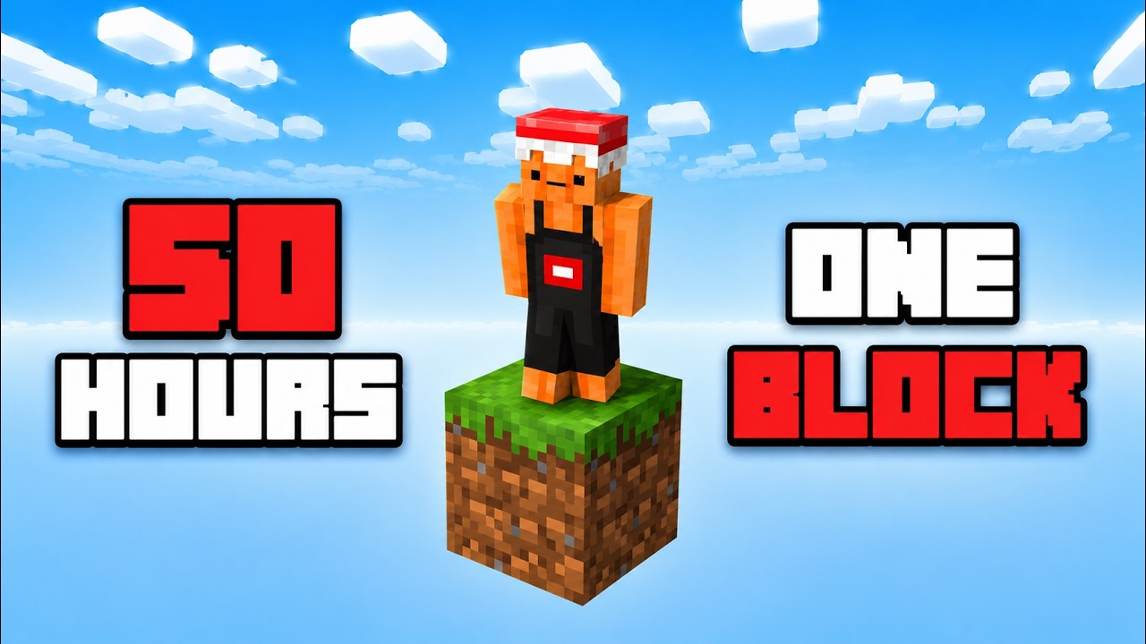 I Survived 50 Hours on ONE BLOCK SKYBLOCK in Minecraft Hardcore!