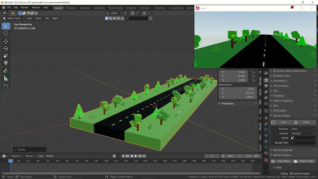 Live previewing in Armory 3D