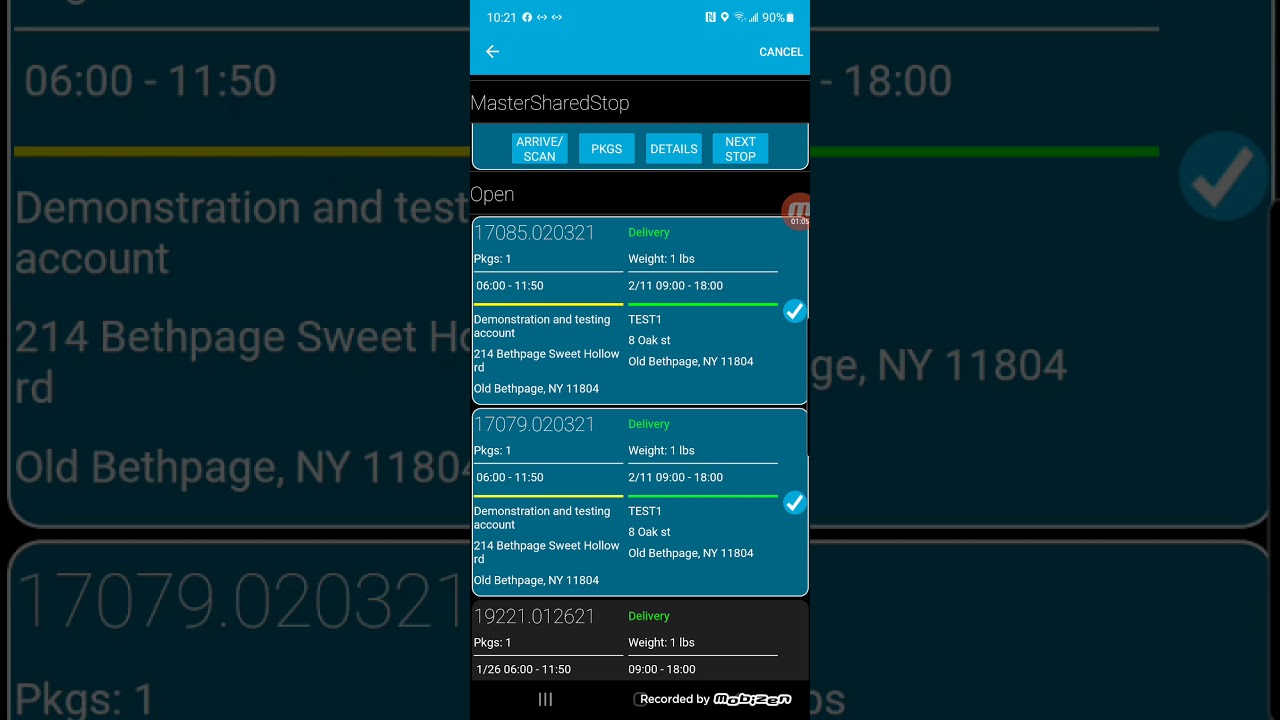 MobileTek CORE shared stop feature