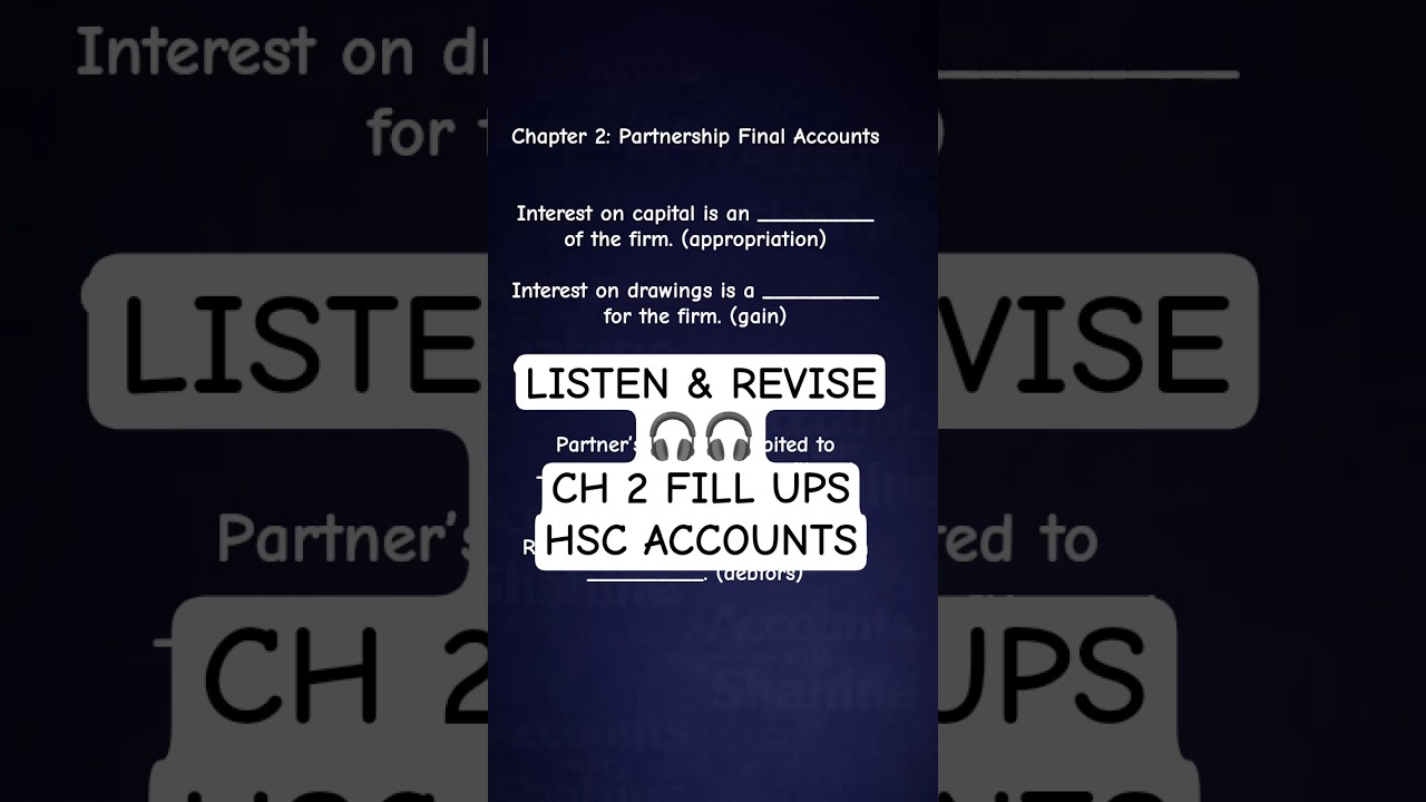Class 12 Accountancy | Ch 2 Fill Ups | Listen & Revise | HSC Maharashtra Board